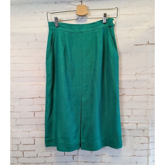 Vintage Christian Dior Womens Skirt Suit Kelly Green Petites 6 Blazer 10 Skirt - Picture 9 of 15